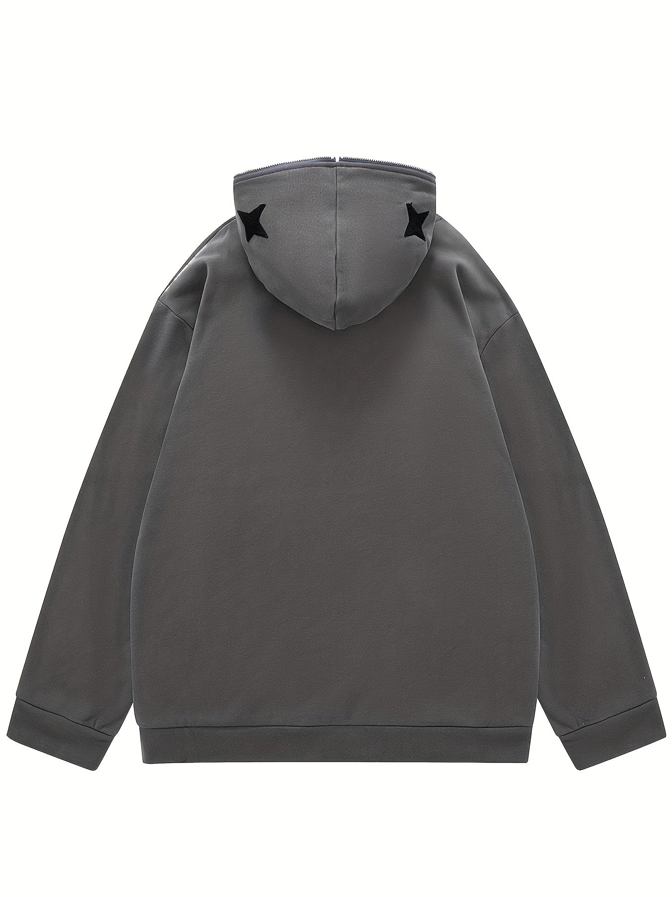 Men'S Casual Hooded Jacket with Full-Zip Closure & Star Print - & Geometric Design, Regular Fit, Lightweight Fabric, Casual Outerwear for Everyday & Formal, Jacket Hoodie, Streetwear Fashion, Urban Style, Streetwear Lovers