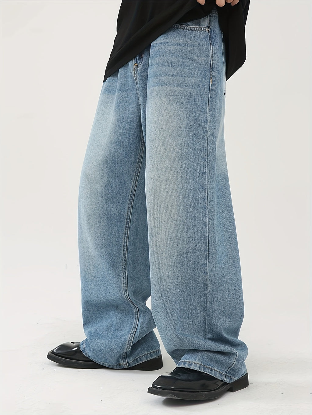 Men's Casual Jeans, Hip-hop High Street Skateboard Pants, Loose Oldschool Suitable For Street Wear, Cycling, Casual Fashion, Straight Leg Jeans