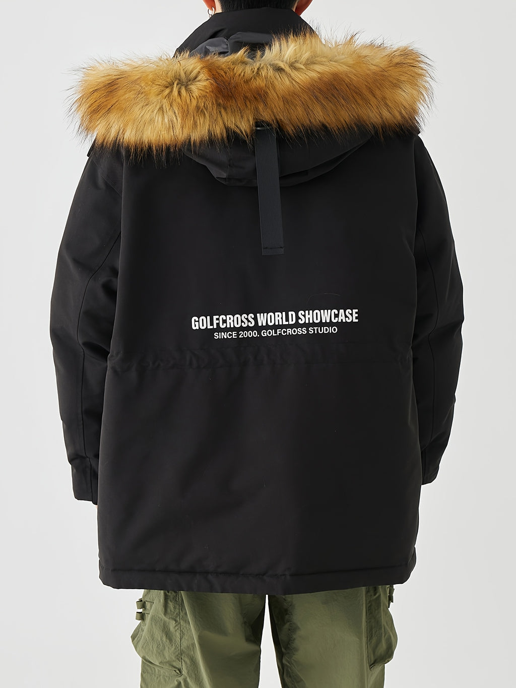 Men'S Casual Hooded Down Jacket, Polyester Shell with 90% White Duck Down Filling, Loose Fit, Non-Stretch Woven Fabric, with Detachable Fleece Lining, Multiple Pockets, Zippered Placket, Alphabet Pattern, for Daily Wear, Thick