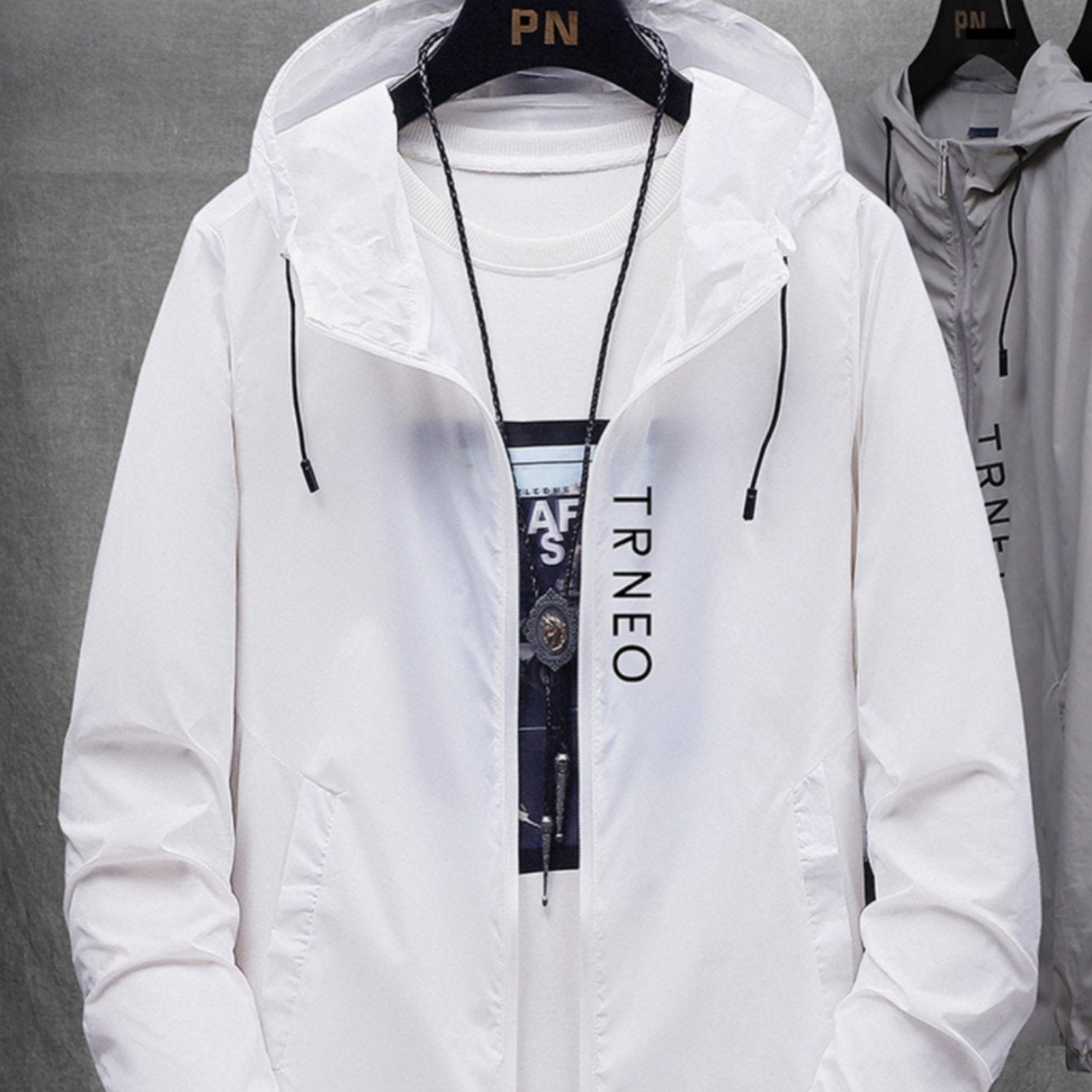 Men'S Lightweight Summer Hooded Zip-Up Jacket - Casual Translucent Letter Print with Drawstring, Ideal for Outdoor Activities like Hiking, Running & Fishing, Fishing Accessory|Sleek Zipper Design|Durable Outerwea