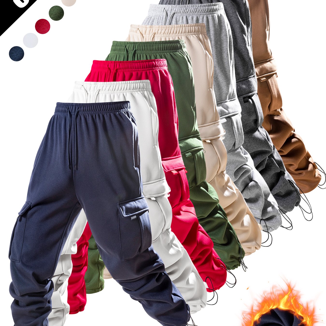 8pcs Men'S Heavy-Duty Work Pants - All-Season Tactical Pants with Multiple Utility Pockets, Non-Stretch Fabric for Hiking, Camping, Gym, Everyday - Machine Washable Outdoor Pants In, Brown, Olive Green - Ideal For Professionals & Outdoor Enthusiasts