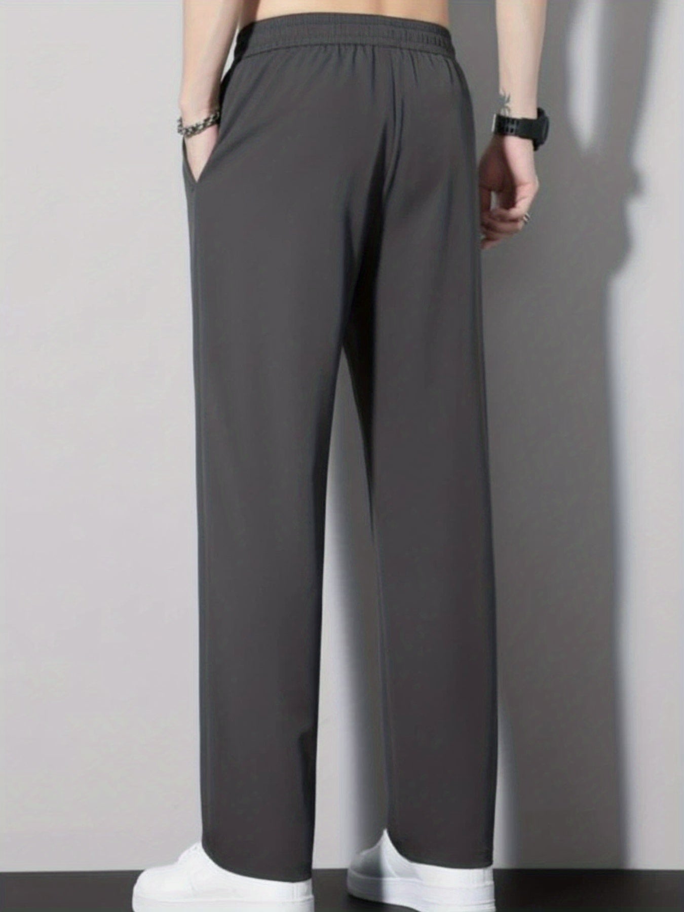 Men's Straight-Leg Corduroy Pants with Ankle Closure - Elastic Wrinkle-Resistant Casual Trousers, Corduroy Lower Legs, Machine Washable Solid Color Basic for Dress Pants for all-Season Wear (European & Sizing)