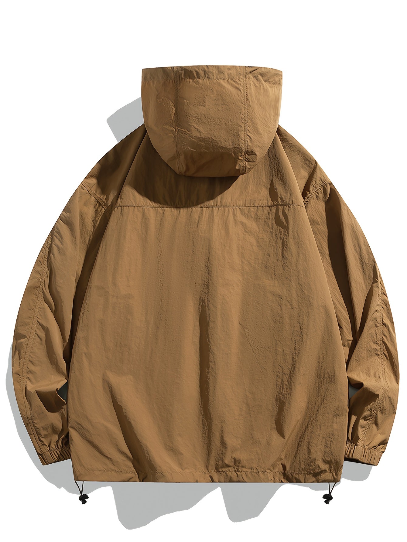 Quick-Dry Men's Jacket Lightweight Breathable Men's Jacket | Quick-Dry, Zip-Up with Drawstring Hood, Long Sleeves, Casual Style for Sports, Running, Fishing, Fitness & Outdoor Activities, Solid Color, Zipper Closure, Loose Fit