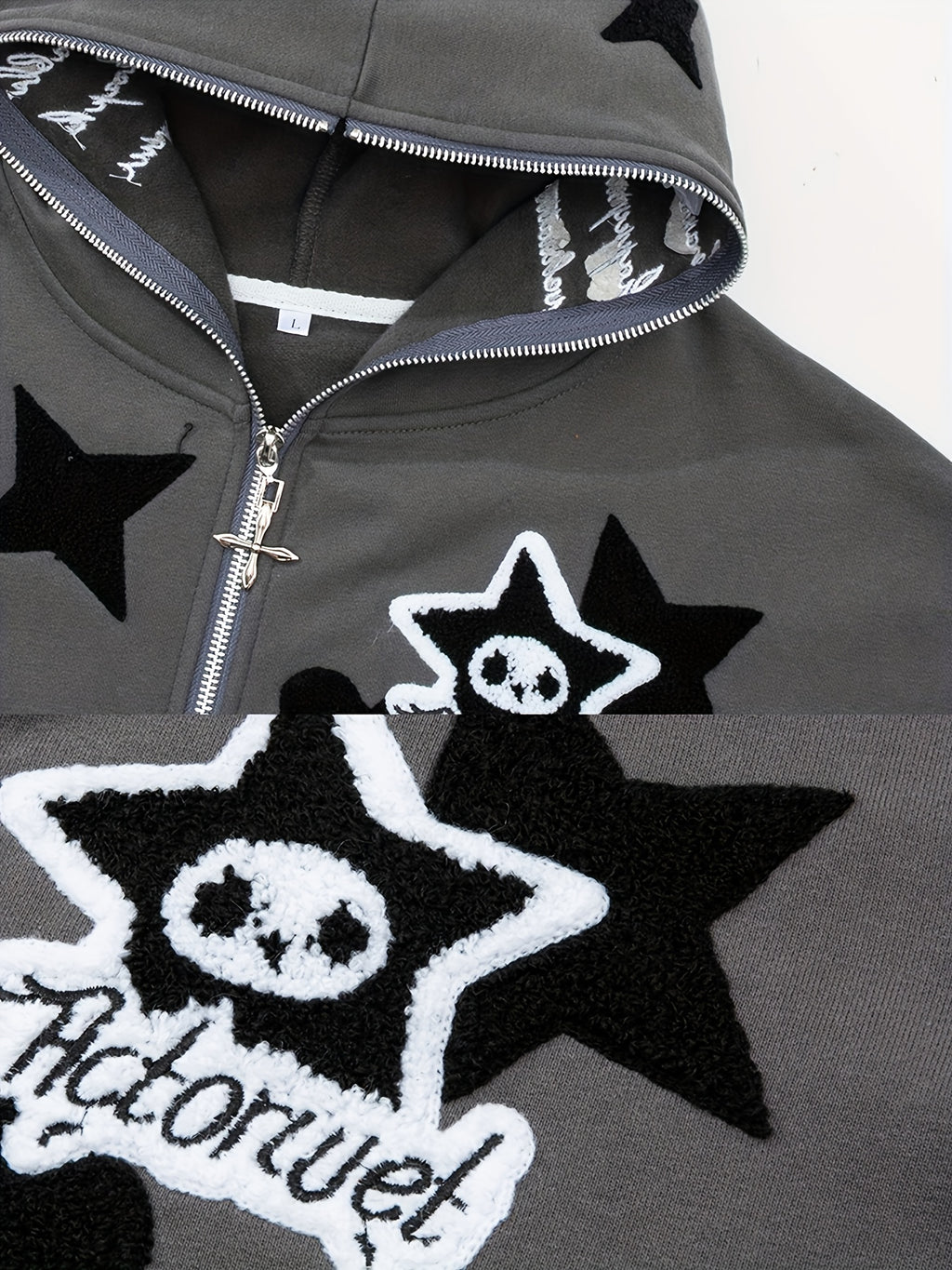 Men'S Casual Hooded Jacket with Full-Zip Closure & Star Print - & Geometric Design, Regular Fit, Lightweight Fabric, Casual Outerwear for Everyday & Formal, Jacket Hoodie, Streetwear Fashion, Urban Style, Streetwear Lovers