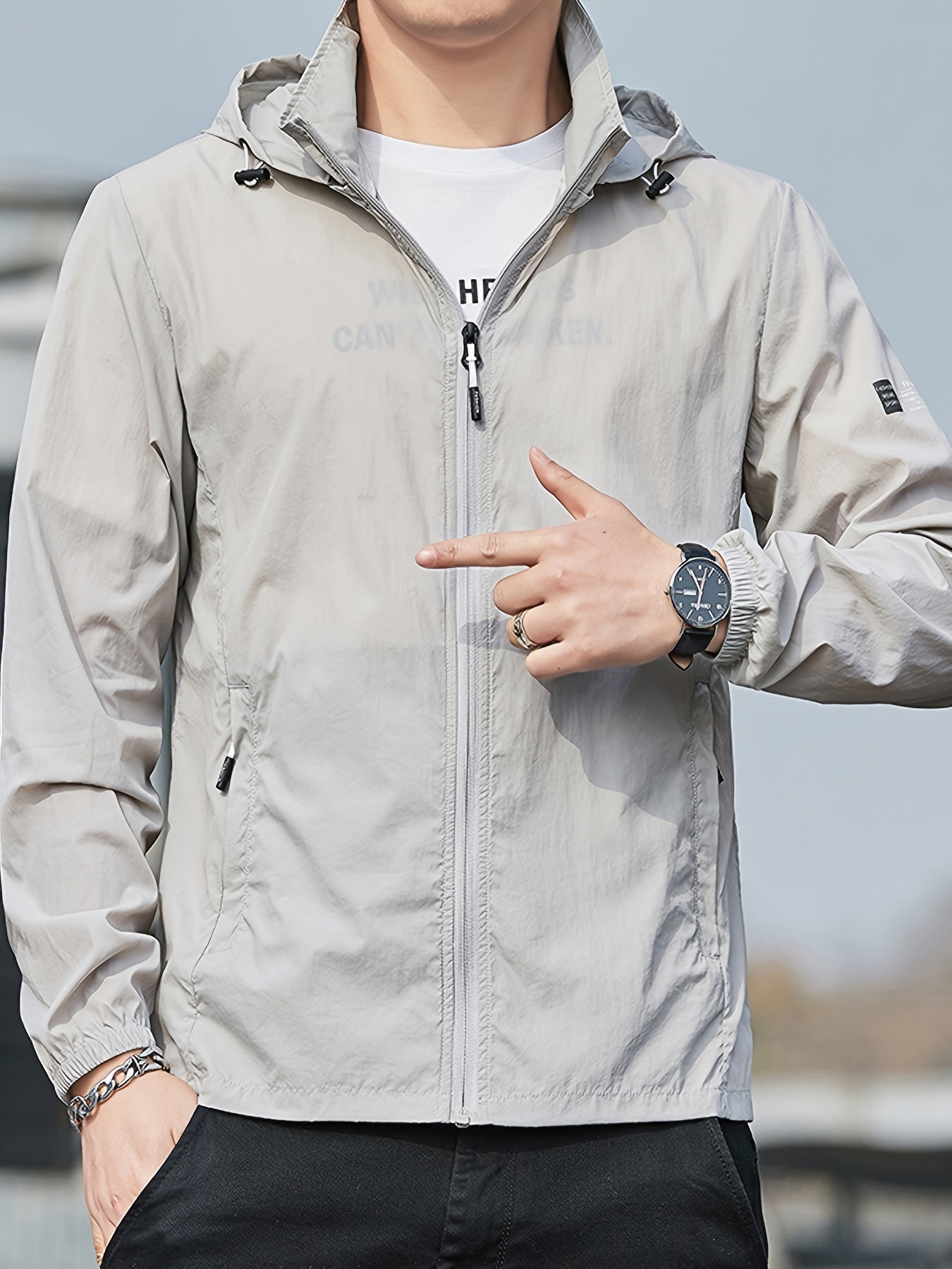 Men'S Light Hooded Cycling Jacket with Full-Zip Closure, Full-Zip Front & Zippered Pockets - Softshell Windproof & High Quality, Full-Zip Hooded Design for Cycling, Hiking, Gym - Lightweight Outdoor Jacket For Men, Hiking Gear, Casual Style