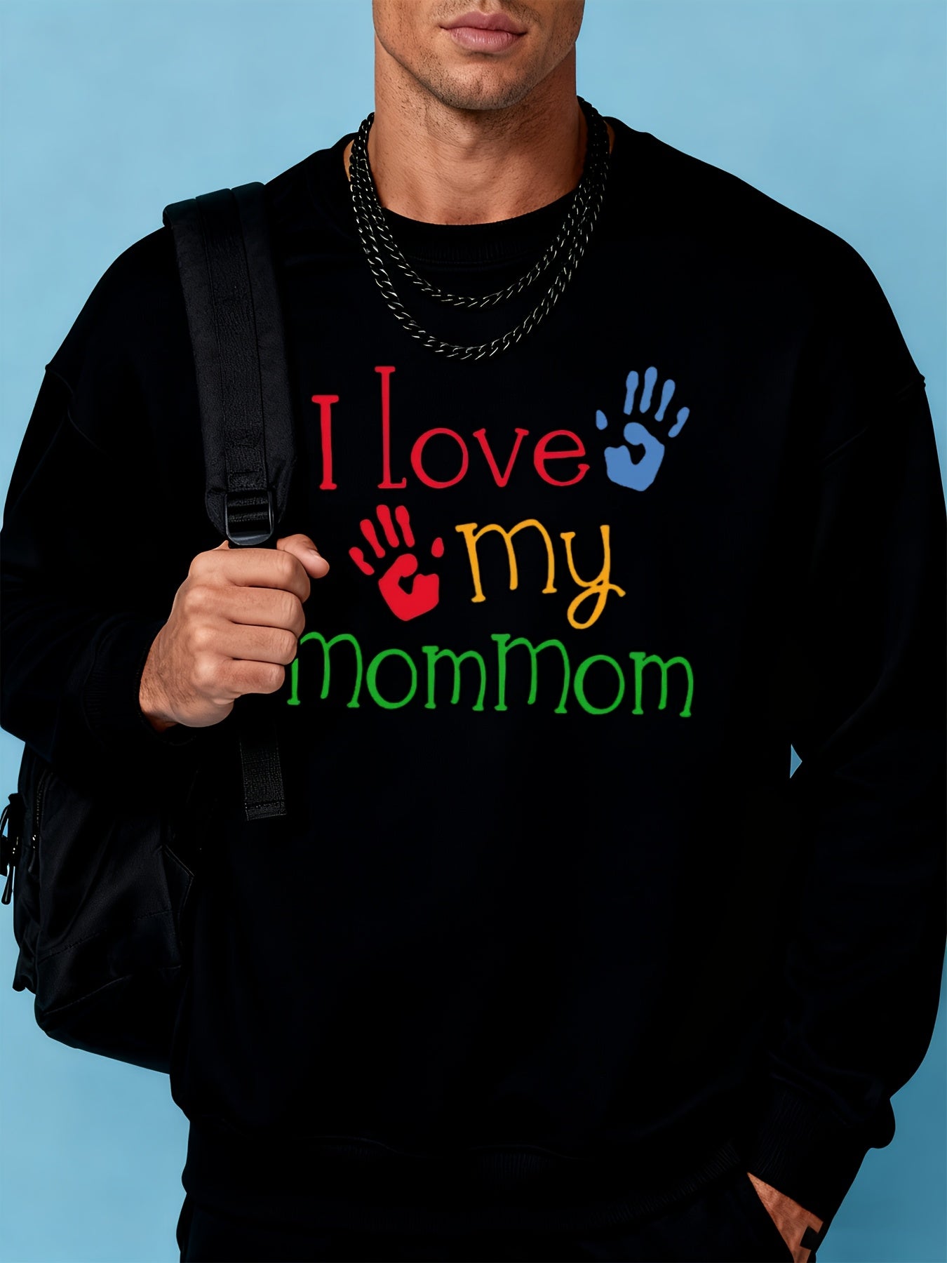 Men's 360g Heavyweight Casual Sweatshirt - Thick Winter Warm Pullover Sweater for Golf & Daily Wear, Round Neck Long Sleeve (Black\u002FWhite\u002FBlue\u002FGray) - Affordable Cold Weather Outerwear, Multi-Color Options