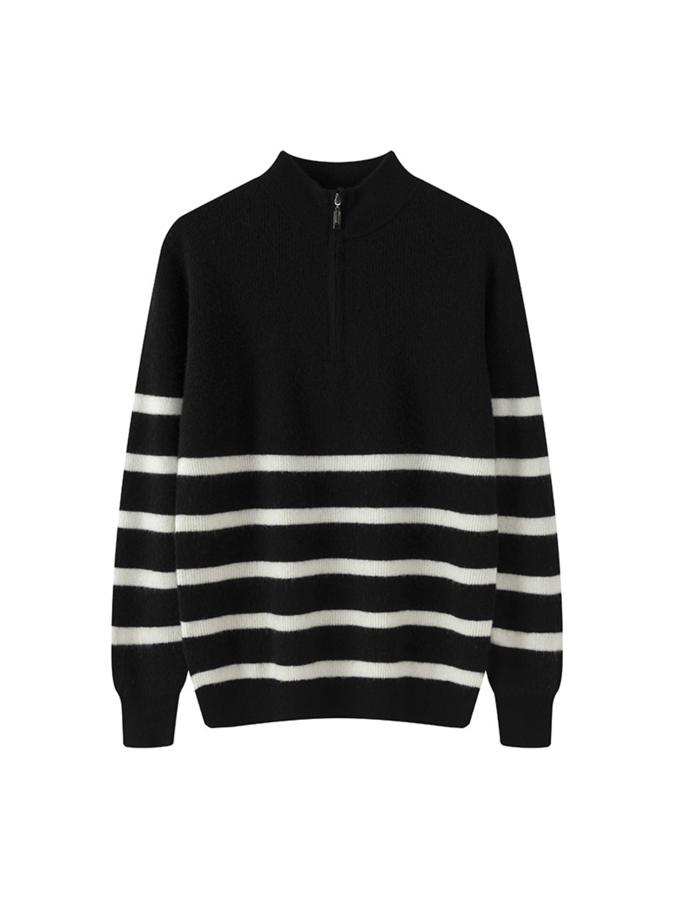 Mens 100% Velvet Quarter Zip Mock Neck Striped Sweater | Thickened Color Block Athletic Fit Thermal Comfort, Perfect for Fall\u002FWinter, Casual & Daily Wear, Knit