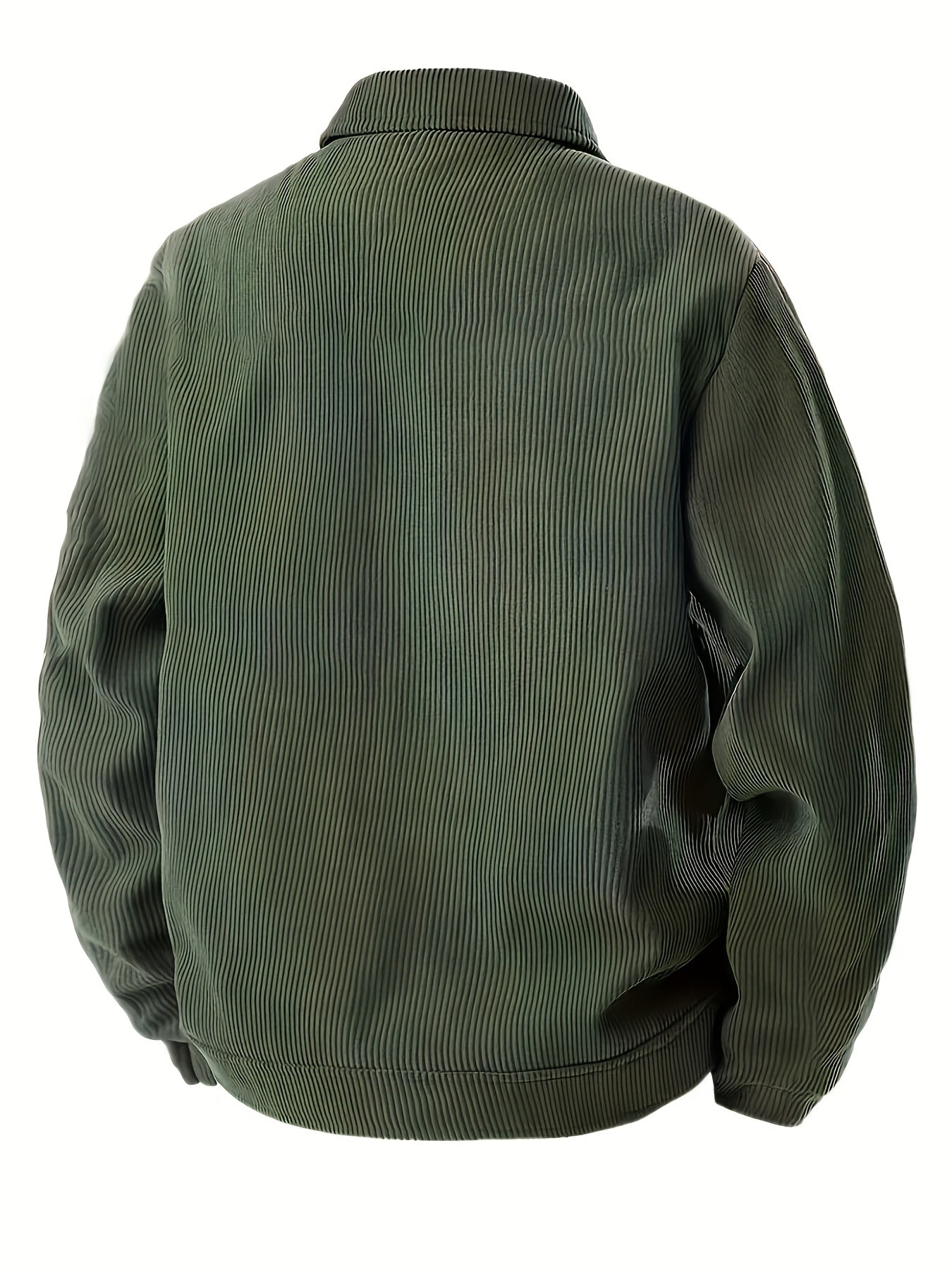 Men'S Olive Green Corduroy Jacket - Elegant Lapel Collar Button-Front Closure, All-Season Formal & Casual Outerwear, Structured Fit for Office, Parties