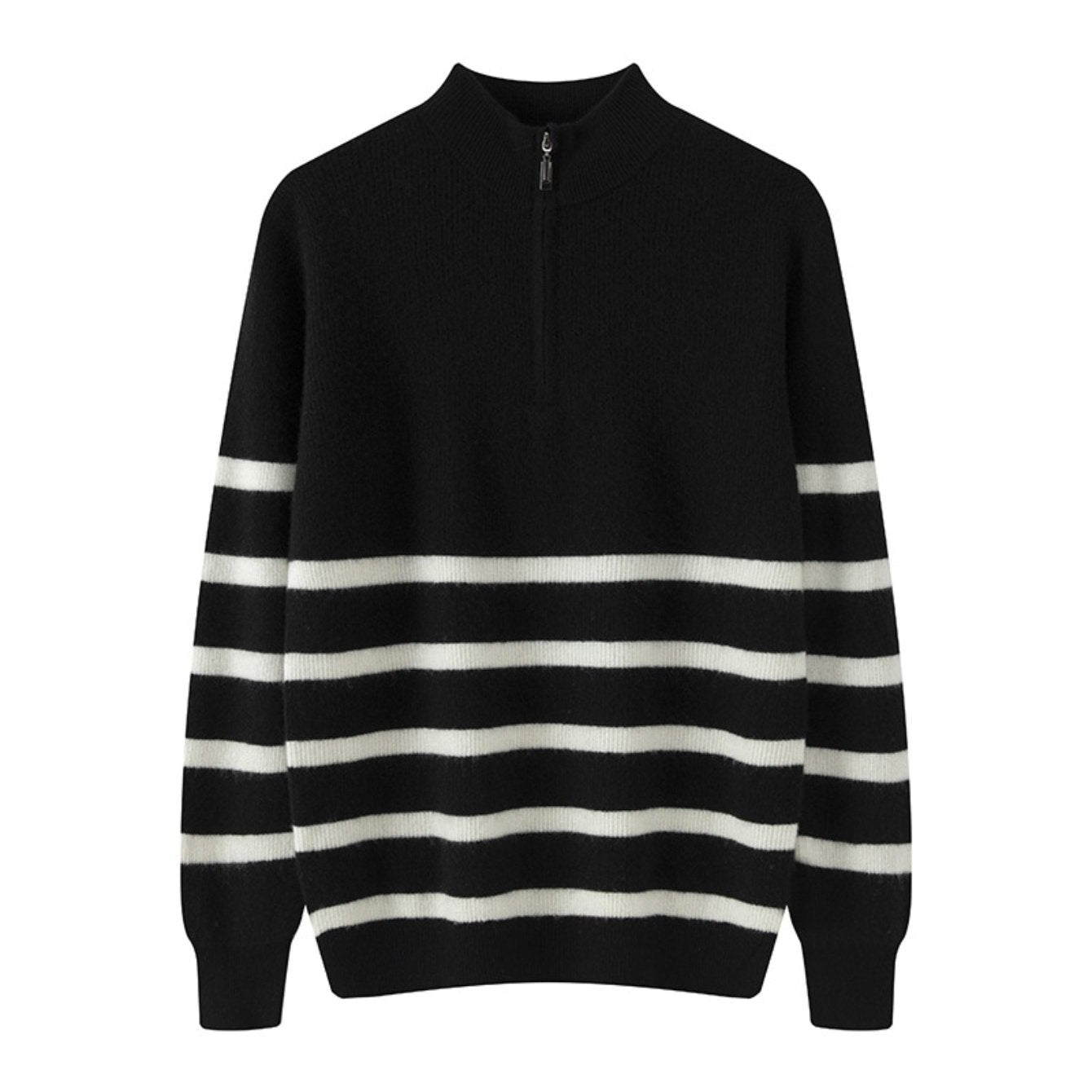 Mens 100% Velvet Quarter Zip Mock Neck Striped Sweater | Thickened Color Block Athletic Fit Thermal Comfort, Perfect for Fall\u002FWinter, Casual & Daily Wear, Knit
