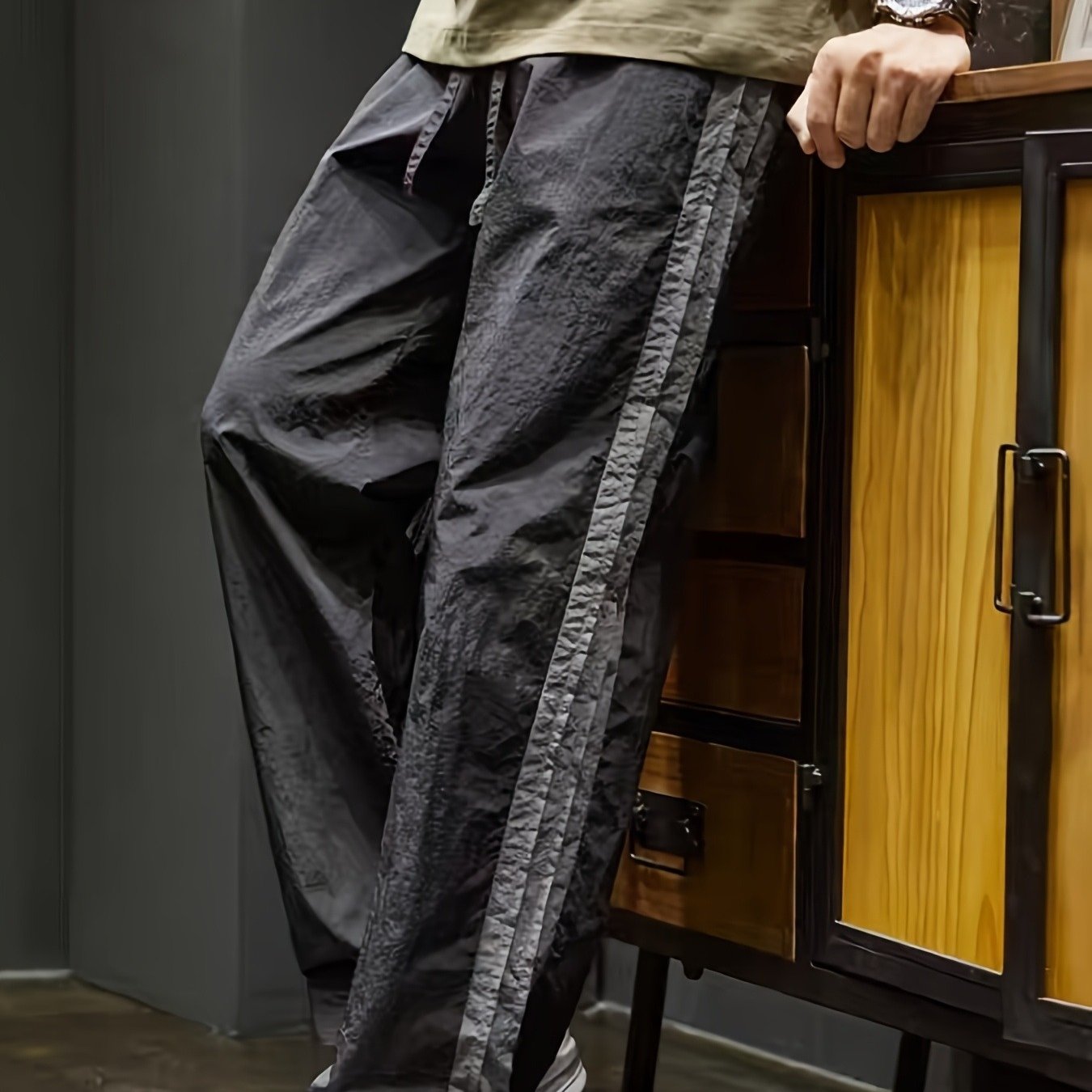 Men'S Straight-Leg Corduroy Casual Pants - Anti-Wrinkle, Tight-Fit, 9-Inch Length, Solid Color, Drawstring Waist, All-Season Comfort for Casual Attire & Sports, Comfortable Clothing | Straight Leg Pants | Corduroy Fabric, Pants for Men