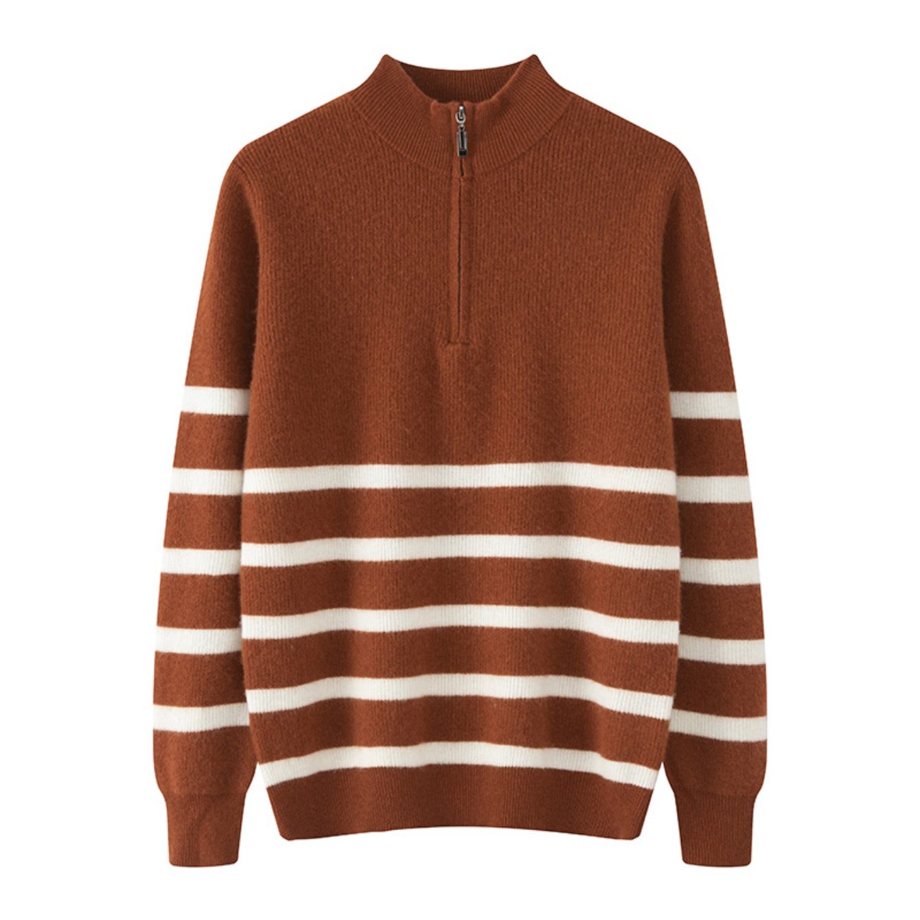Mens 100% Velvet Quarter Zip Mock Neck Striped Sweater | Thickened Color Block Athletic Fit Thermal Comfort, Perfect for Fall\u002FWinter, Casual & Daily Wear, Knit