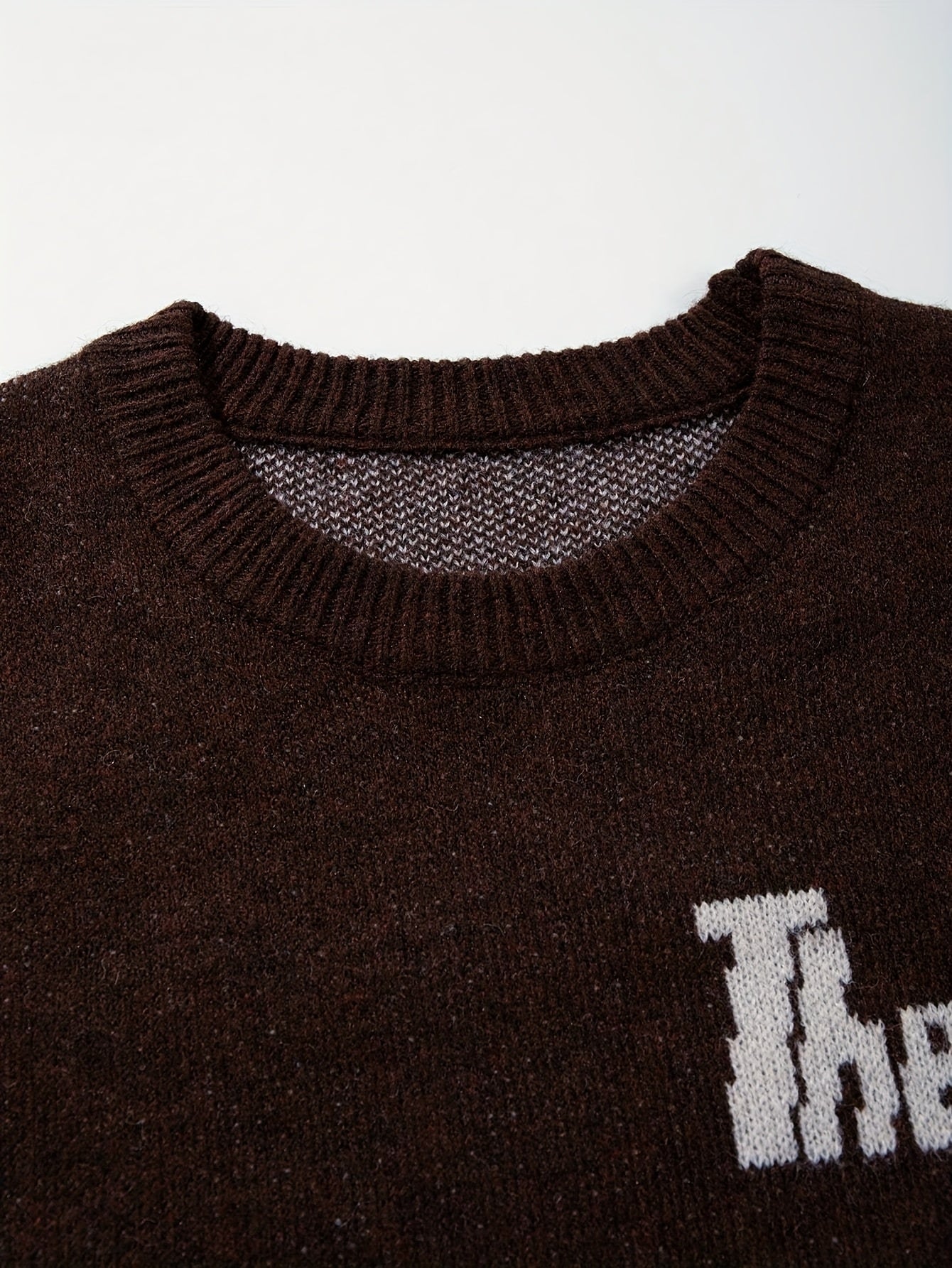 Winter Warm Sweater - Oversized Brown\Mountain Print Pullover with The Alps Lettering, Long Sleeve Round Neck Casual Coat for Skiing &, Hand Washable Loose Fit Sweater Jacket