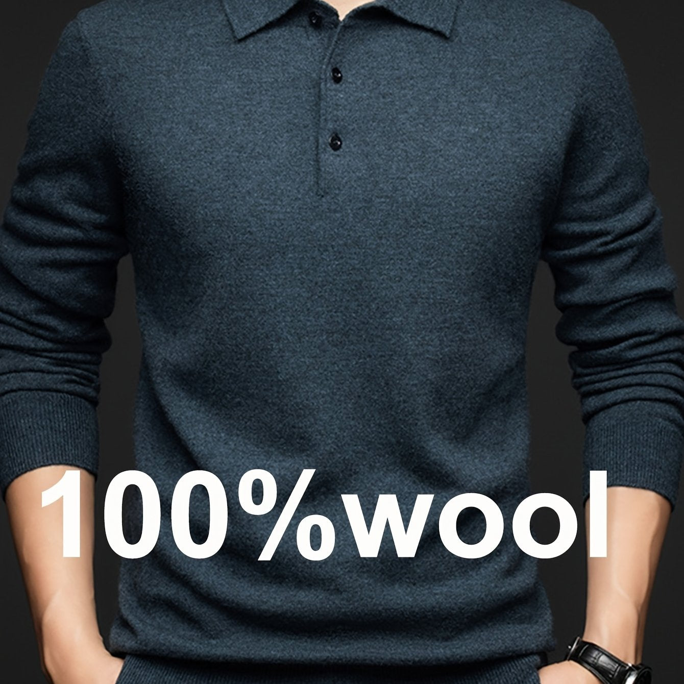 Men's 100% Thickened Lapel Sweater - Solid Color Warm Underlayer for Base Layer, Office & Commuting, Dry Clean Only Retro Style Classic Collar, High-End Layering Piece for All-Season Wear, Commuting Outfit, Timeless Design, Premium Material, Men'S
