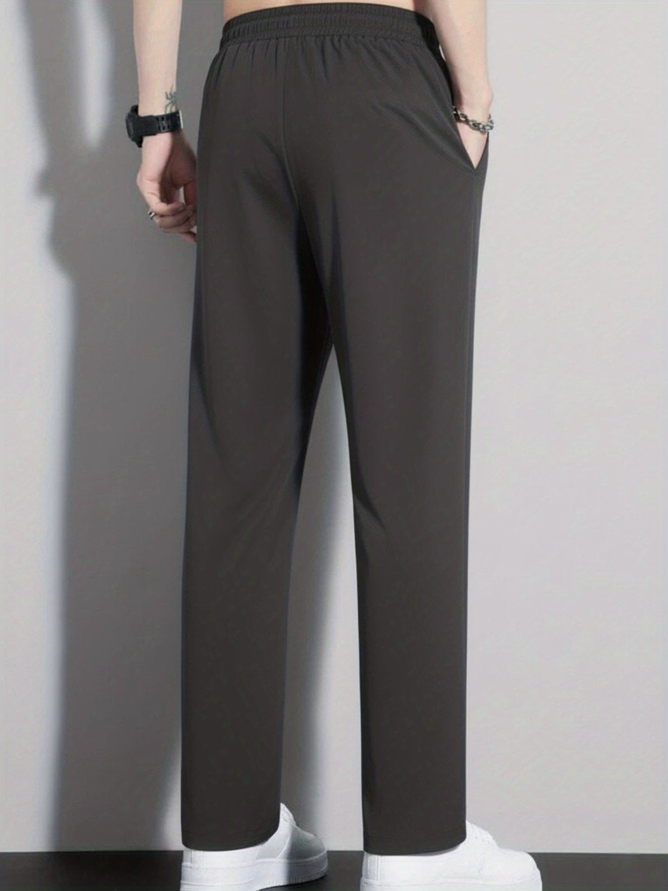 Men's Straight-Leg Corduroy Pants with Ankle Closure - Elastic Wrinkle-Resistant Casual Trousers, Corduroy Lower Legs, Machine Washable Solid Color Basic for Dress Pants for all-Season Wear (European & Sizing)