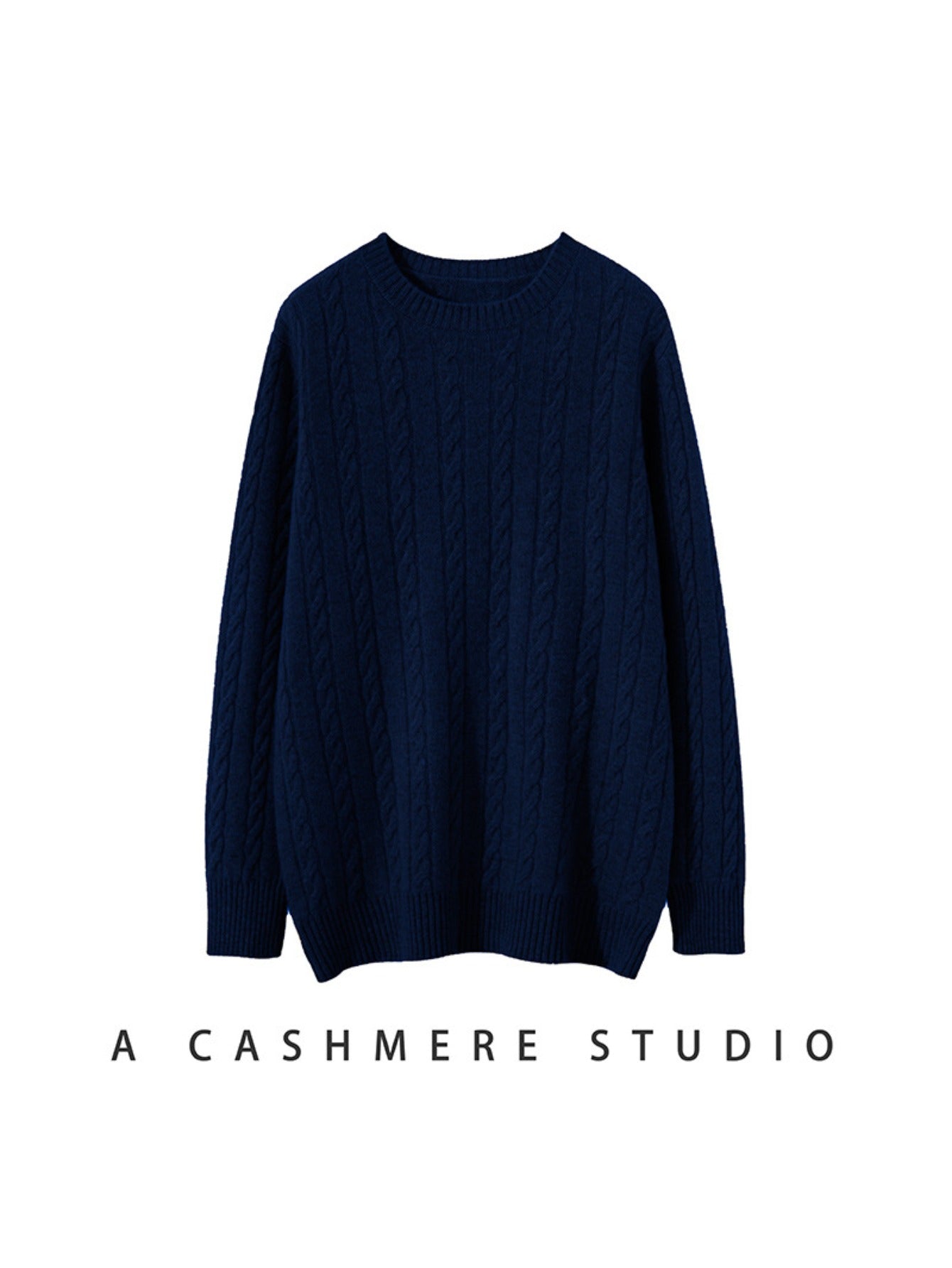 Mens 100% Velvet Cable Knit Sweater | Crewneck, Thickened Winter Top, Plus Size, Thermal Comfort, Vintage Christmas Gift, Casual Style, Polyester Fiber