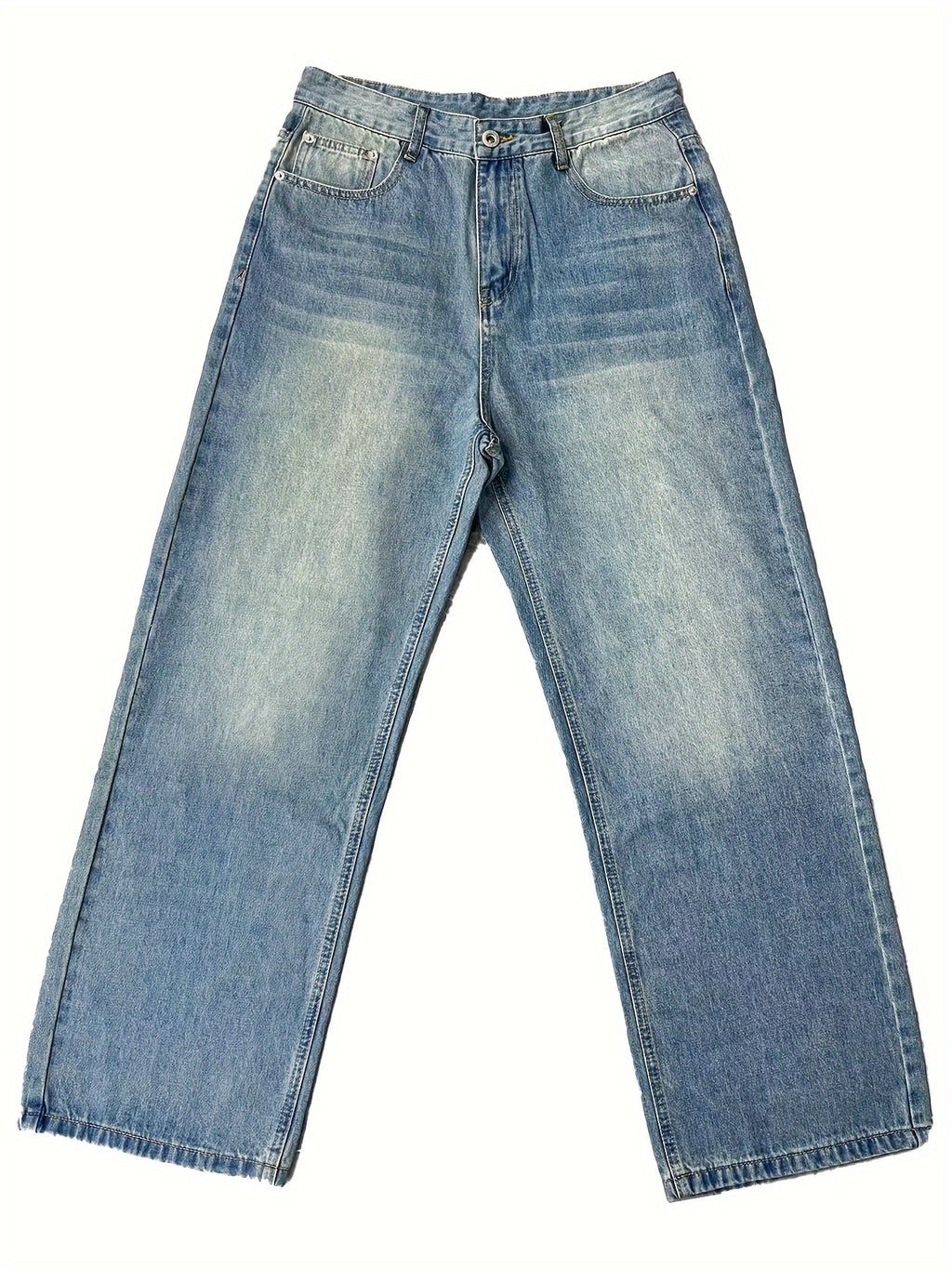 Men's Casual Jeans, Hip-hop High Street Skateboard Pants, Loose Oldschool Suitable For Street Wear, Cycling, Casual Fashion, Straight Leg Jeans