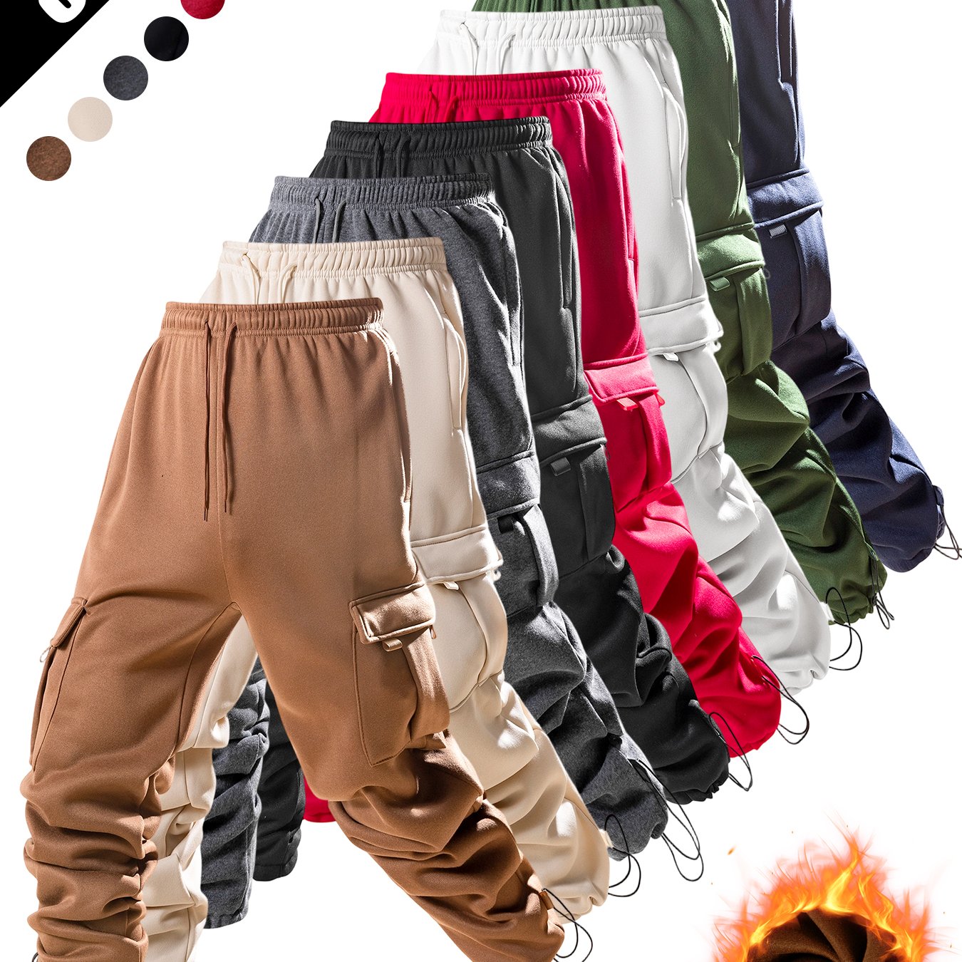 8pcs Men'S Heavy-Duty Work Pants - All-Season Tactical Pants with Multiple Utility Pockets, Non-Stretch Fabric for Hiking, Camping, Gym, Everyday - Machine Washable Outdoor Pants In, Brown, Olive Green - Ideal For Professionals & Outdoor Enthusiasts