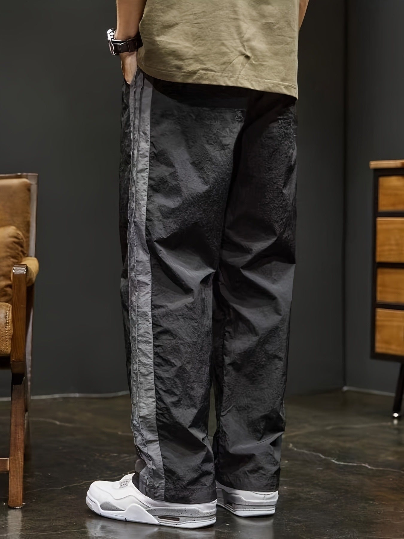 Men'S Straight-Leg Corduroy Casual Pants - Anti-Wrinkle, Tight-Fit, 9-Inch Length, Solid Color, Drawstring Waist, All-Season Comfort for Casual Attire & Sports, Comfortable Clothing | Straight Leg Pants | Corduroy Fabric, Pants for Men