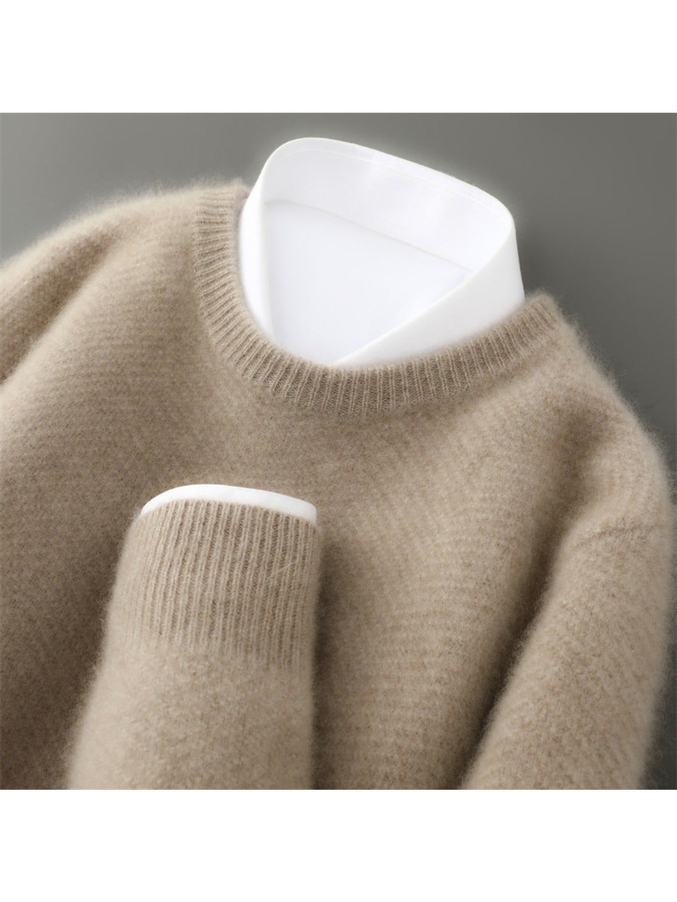 Men's 100% Wool Sweater Thickened Winter Warm 7-Gauge Jacquard Knit Relaxed Loose Fit Round Neck Long Sleeve Thermal Wool Pullover for Casual & Business Wear - Hand Washable Autumn Winter Top Christmas Gift