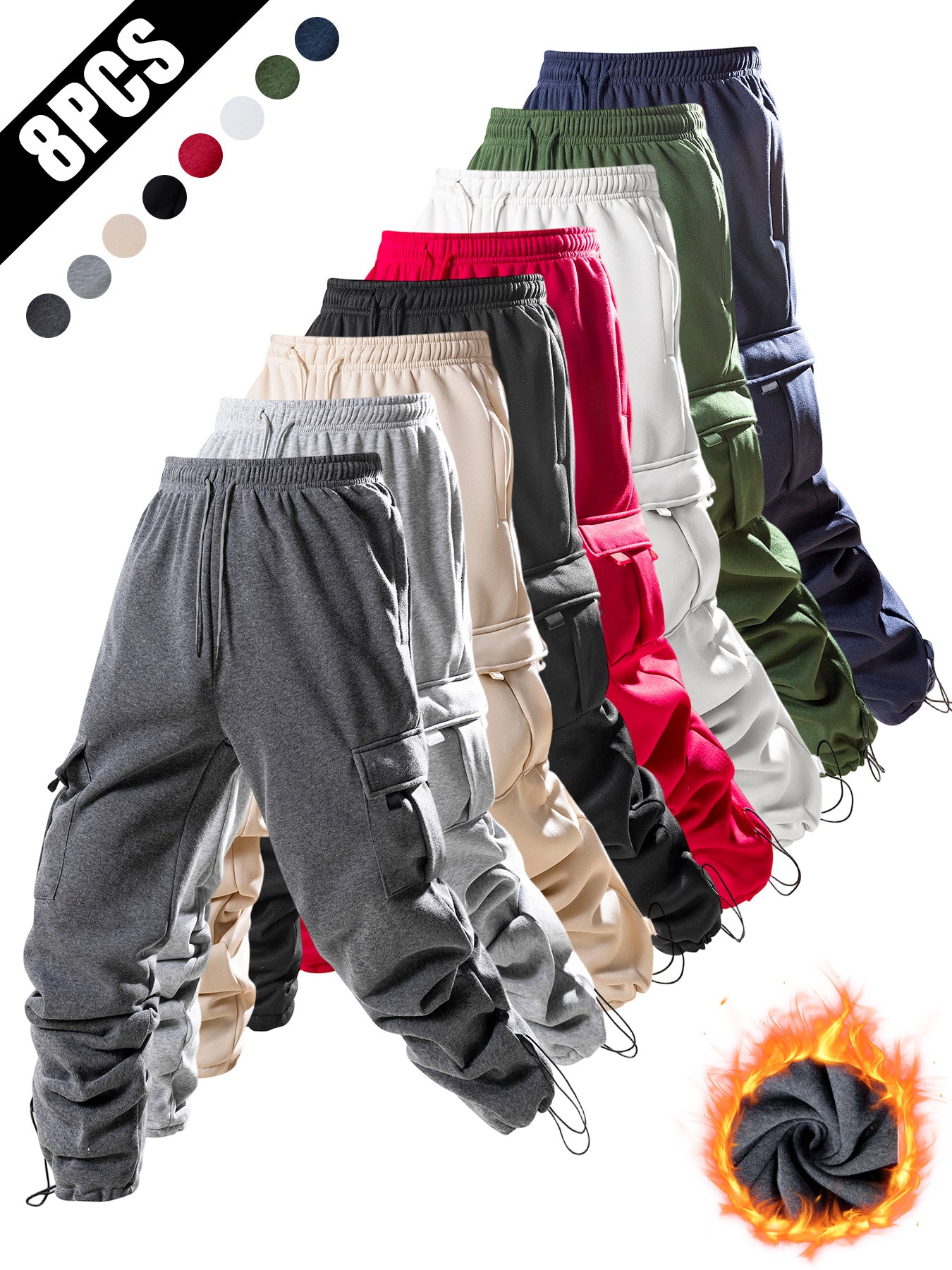 8pcs Men'S Heavy-Duty Work Pants - All-Season Tactical Pants with Multiple Utility Pockets, Non-Stretch Fabric for Hiking, Camping, Gym, Everyday - Machine Washable Outdoor Pants In, Brown, Olive Green - Ideal For Professionals & Outdoor Enthusiasts